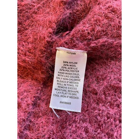 NWT Open Edit Y2K Boho Style Purple Fuzzy Moc Neck Boyfriend Cozy Sweater Small - Picture 8 of 10